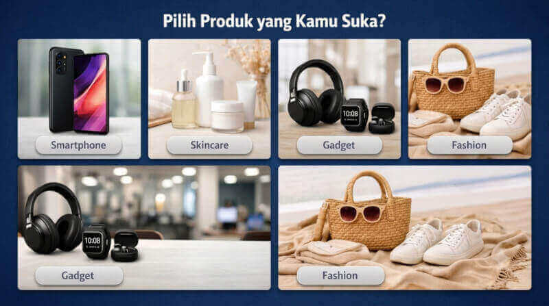 Screenshot polling visual produk — validasi desain packaging atau pilihan produk baru