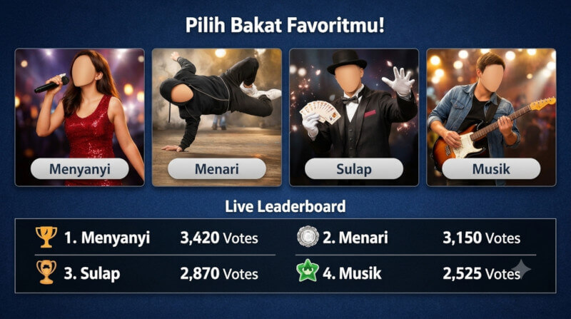 Screenshot voting event — kontes foto atau pemilihan duta dengan tampilan visual